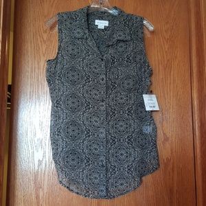 Liz Claiborne * Slvlss button down sheer w/cami
